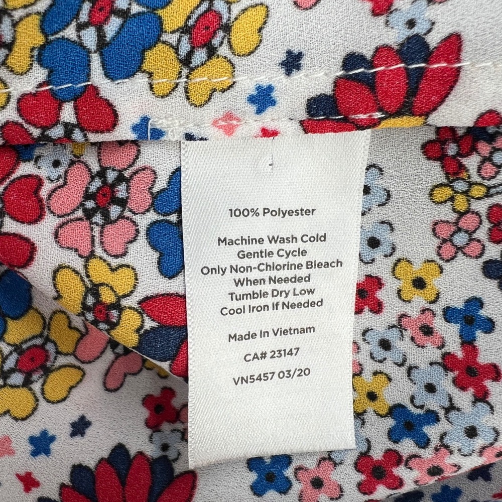 Talbots Floral Ditsy Blouse Womens 3X White Tie Neck Office‎ Preppy Cottage Boho - Picture 9 of 10